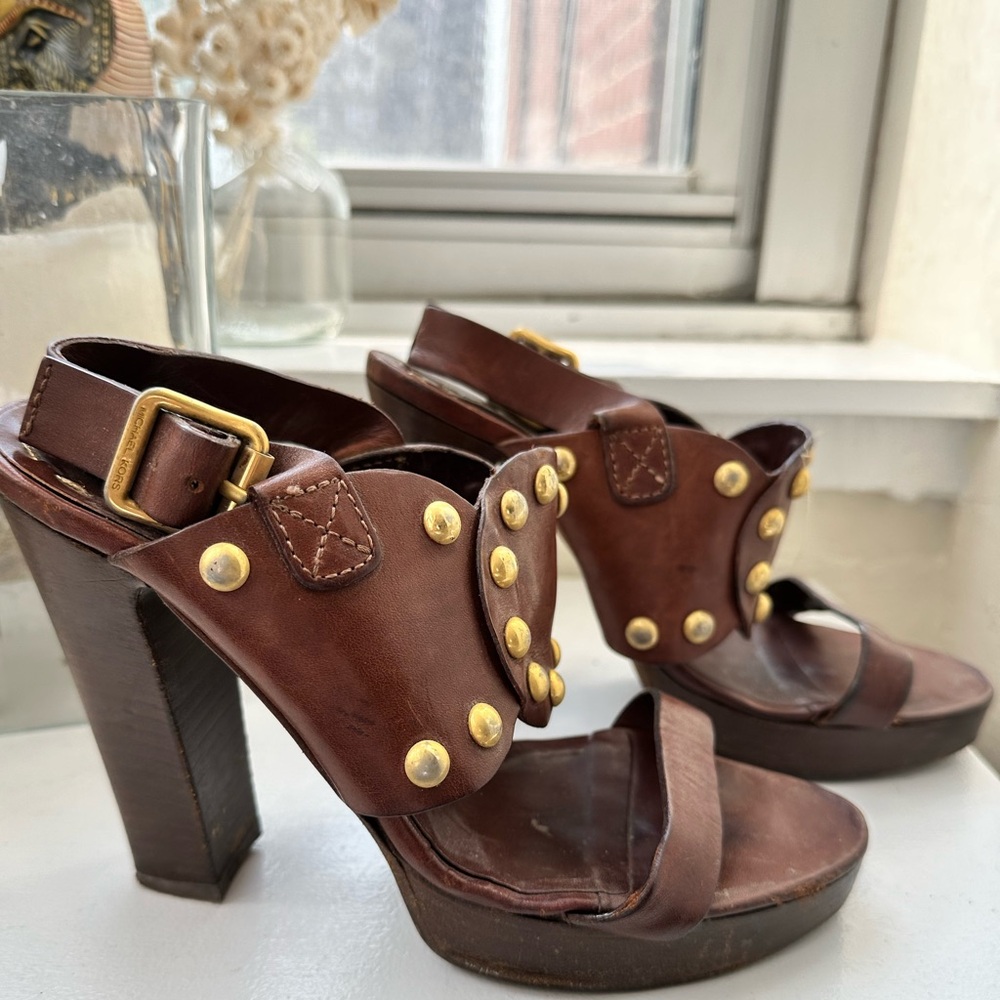 Michael Kors Wooden Block Heel Sandals